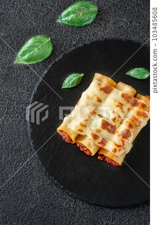 Bolognese Cannelloni with mozzarella 103485608