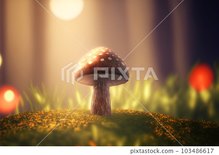 Mystery mushroom on the bump. Fairytale-插圖素材[103486617] - PIXTA圖庫