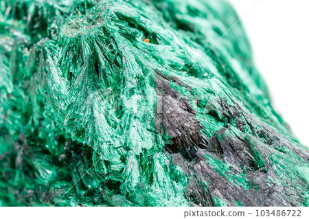 Macro mineral stone plisoviy, plush, satin malachite on a white background Macro mineral stone plisoviy, plush, satin malachite on a white background 103486722