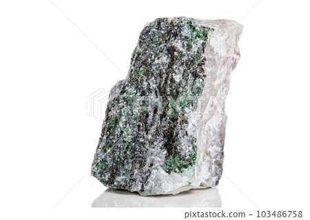 Macro mineral stone Fuchsite on a white background Macro mineral stone Fuchsite on a white background 103486758