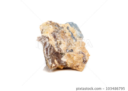 Macro mineral stone Corundum in rock a white background 103486795