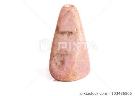Macro mineral stone Pink quartz on a white background 103486806