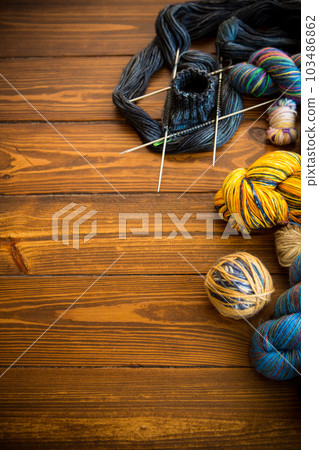 Colored threads, knitting needles and other items for hand knitting Colored threads, knitting needles and other items for hand knitting 103486862