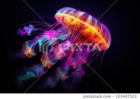 A Jellyfish in the Dark with Ai Generated A Jellyfish in the Dark with Ai Generated 103487323