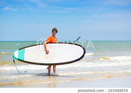 Man on stand up paddle. Water and beach sport 103488034