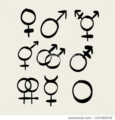 vector set of symbols of sexual minorities. Rainbow-colored symbols. vector set of symbols of sexual minorities. Rainbow-colored symbols. 103489249