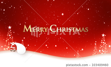 Merry Christmas lettering with Santa Claus walking in the snow Merry Christmas lettering with Santa Claus walking in the snow 103489460