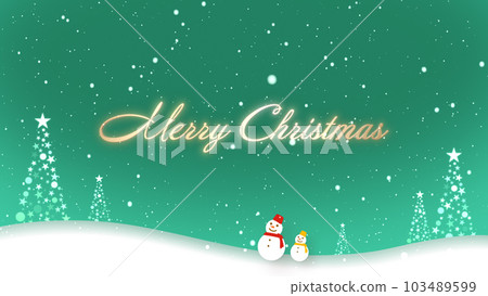 聖誕快樂，雪人在雪地裡行走 103489599