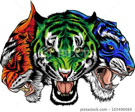 vector illustration of Set of tiger head 103490084