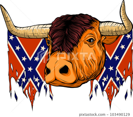 vector illustration of Confederate flag with buffalo head vector illustration of Confederate flag with buffalo head 103490129