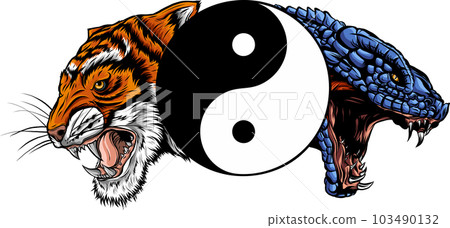 vbector illustration of Tiger and snake head 103490132