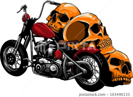 vector illustration of Motorcycle with skulls on white background 103490133