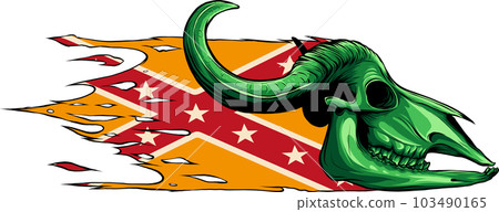 vector illustration of buffalo skull with confederate flag vector illustration of buffalo skull with confederate flag 103490165