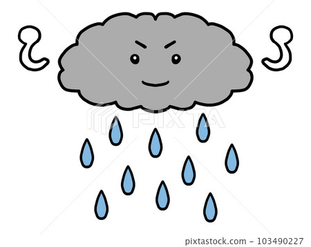 使它下雨的雲的擬人化插圖 使它下雨的雲的擬人化插圖 103490227