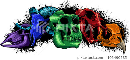 vector illustration of set animal skull on white background 103490285
