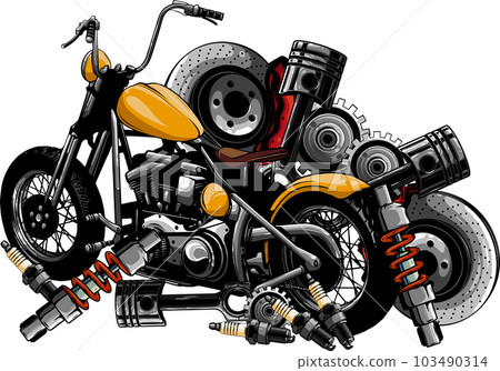 Vector illustration of motorbike with Spares design Vector illustration of motorbike with Spares design 103490314
