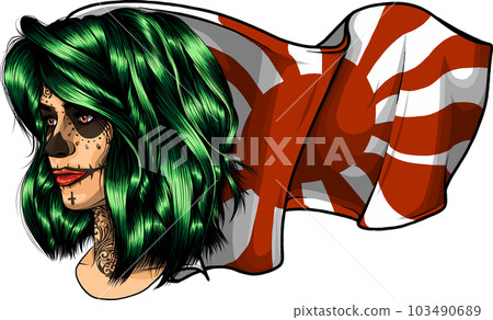 vector illustration of dead girl with risin sun flag vector illustration of dead girl with risin sun flag 103490689