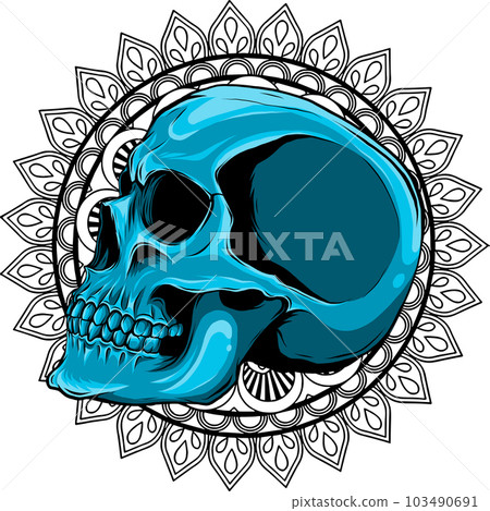 vector illustration of Skull with mandala on background 103490691