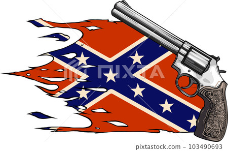 vector illustration of gun on background of American Confederate flag vector illustration of gun on background of American Confederate flag 103490693