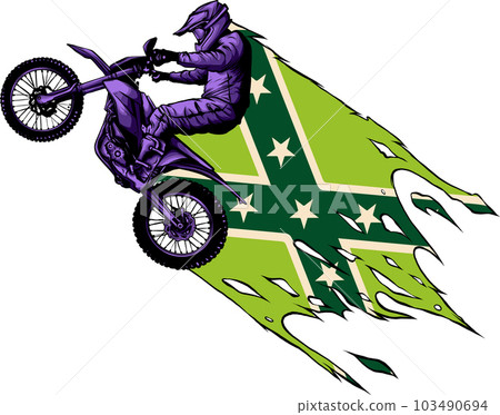 vector illustration of motocross with confederate flag vector illustration of motocross with confederate flag 103490694