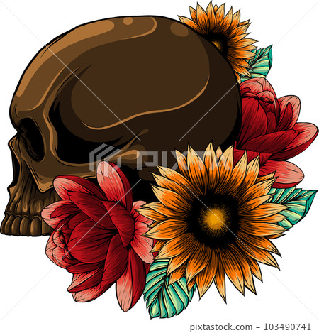 vector illustration of Skull with flower ornament on white background vector illustration of Skull with flower ornament on white background 103490741