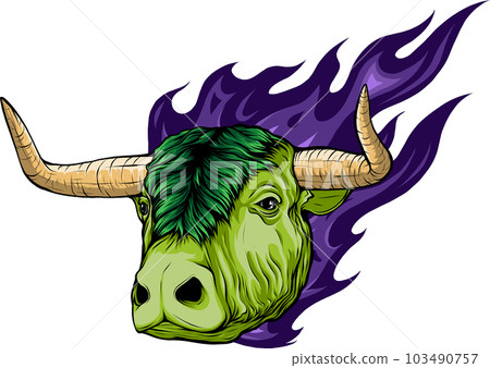 vector illustration of Bull head in flame vector illustration of Bull head in flame 103490757