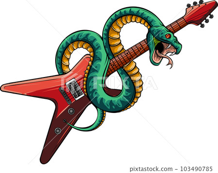 vector illustration of guitar with snake on white background vector illustration of guitar with snake on white background 103490785