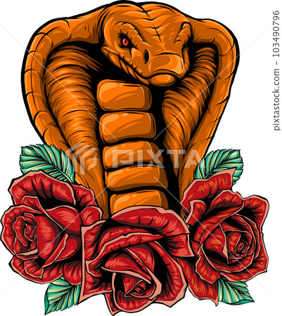 vector illustration of cobra head with rose vector illustration of cobra head with rose 103490796