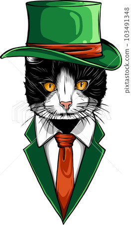 vector illustration of cat in suit on white background vector illustration of cat in suit on white background 103491348