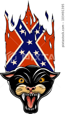 vector illustration of Panther head with confederate flag vector illustration of Panther head with confederate flag 103491395