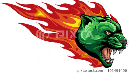 vector illustration of puma head with fire flames 103491406