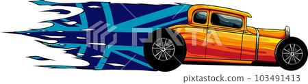 vector illustration of hot rod with united kingdom flag 103491413