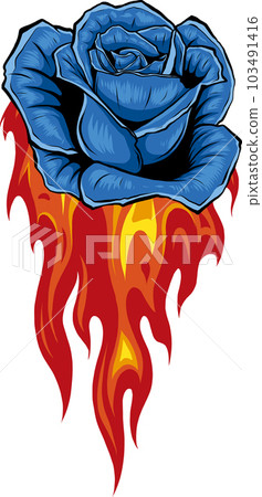vector illustration of Rose flower and flame 103491416