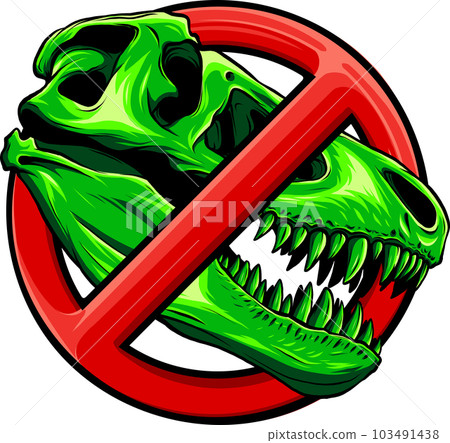 forbidden tyrannosaurus skull sign isolated on white background vector illustration 103491438
