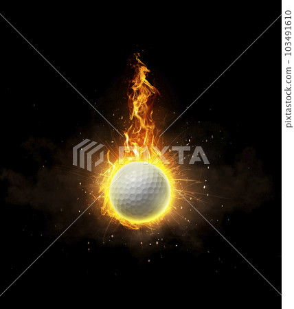 Golf, on fire on black background Golf, on fire on black background 103491610