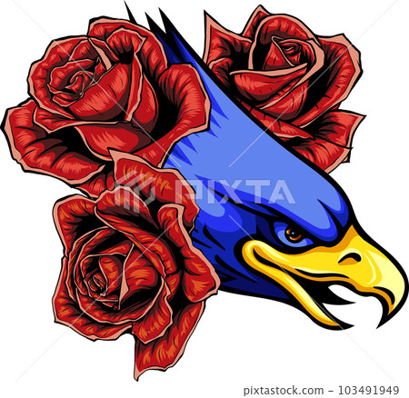 vector illustration of head eagle with red roses 103491949