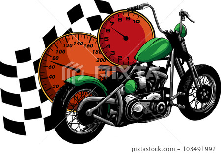 vector illustration of vintage motorcycle with race flag vector illustration of vintage motorcycle with race flag 103491992