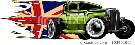 vector illustration of hot rod with united kingdom flag vector illustration of hot rod with united kingdom flag 103491993