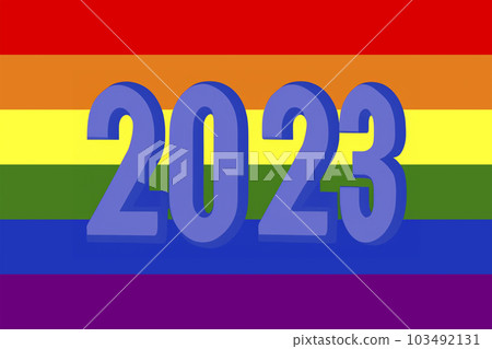 Pride 2023. The LGBT pride flag or rainbow pride flag includes the flag of the lesbian, gay, bisexual, and transgender LGBT organization. Illustration. 2023. Pride. 103492131