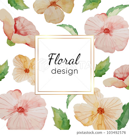 Seamless watercolor pink Violet flowers and leaves template Seamless watercolor pink Violet flowers and leaves template 103492576