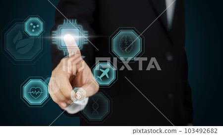 Businessman working on cloud with bigdata. Businessman working on cloud with bigdata. 103492682