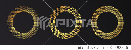 Gold Halftone round frame. Golden luxury Halftone circle Gold Halftone round frame. Golden luxury Halftone circle 103492826