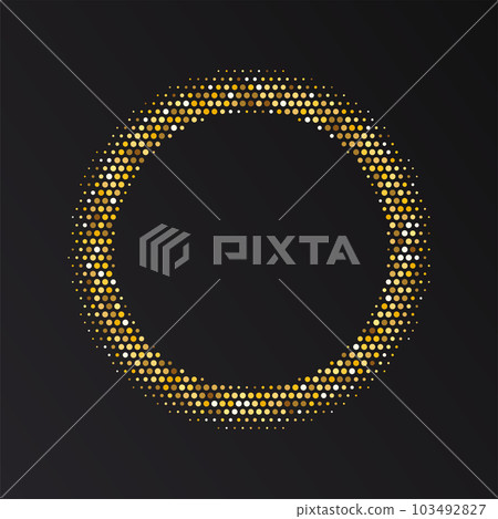 Gold Halftone round frame. Golden luxury Halftone circle logo. Gold Halftone round frame. Golden luxury Halftone circle logo. 103492827