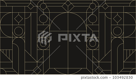 Gold black luxury abstract geometry invitation card. 103492830