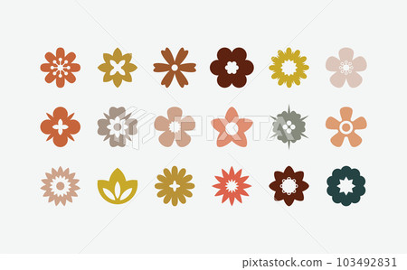Flat flower color icons set. Simple flower silhouette. Flat flower color icons set. Simple flower silhouette. 103492831