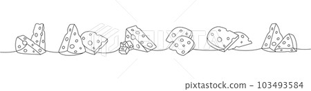Cheese products set one line continuous... - Stock Illustration ...