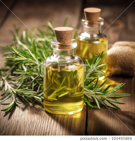 Generative ai: A bottle of rosemary essential oil 103493869