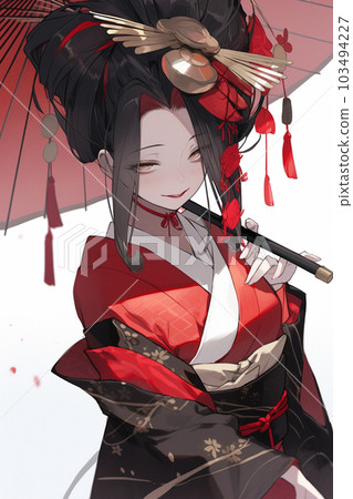Generative ai. Geisha anime illustration 103494227