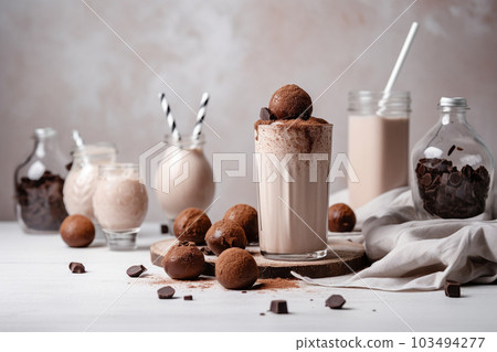 Generative ai. Chocolate milkshake with chocolate decor 103494277