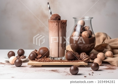 Generative ai. Chocolate milkshake with chocolate decor 103494281